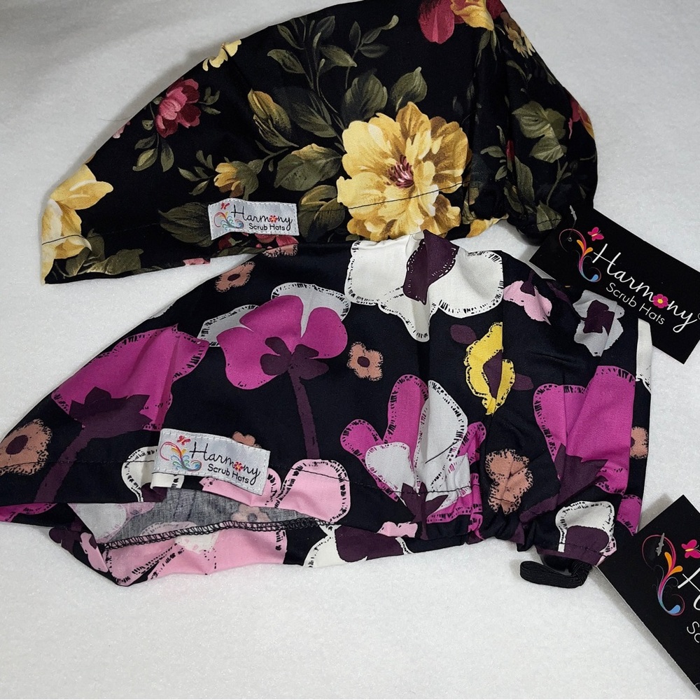 Two Harmony Euro Style scrub hats NWT